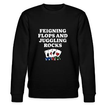 Feigning Flops & Juggling Rocks Poker Funny Poker - Stanley/Stella Unisex Bio-Sweatshirt CHANGER  - Schwarz - Vorne - Nik (191cm) & Marisol (170cm)