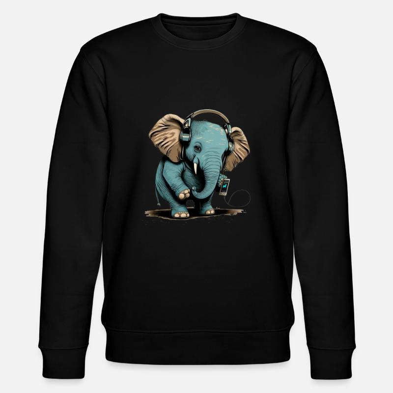 elephant headphones - Stanley/Stella Unisex Bio-Sweatshirt CHANGER  - Schwarz