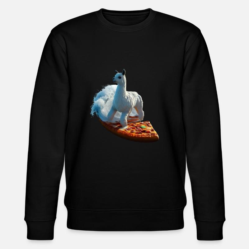 Pizza Waves Alpaca Surfer - Stanley/Stella CHANGER Unisex Organic Sweatshirt - black