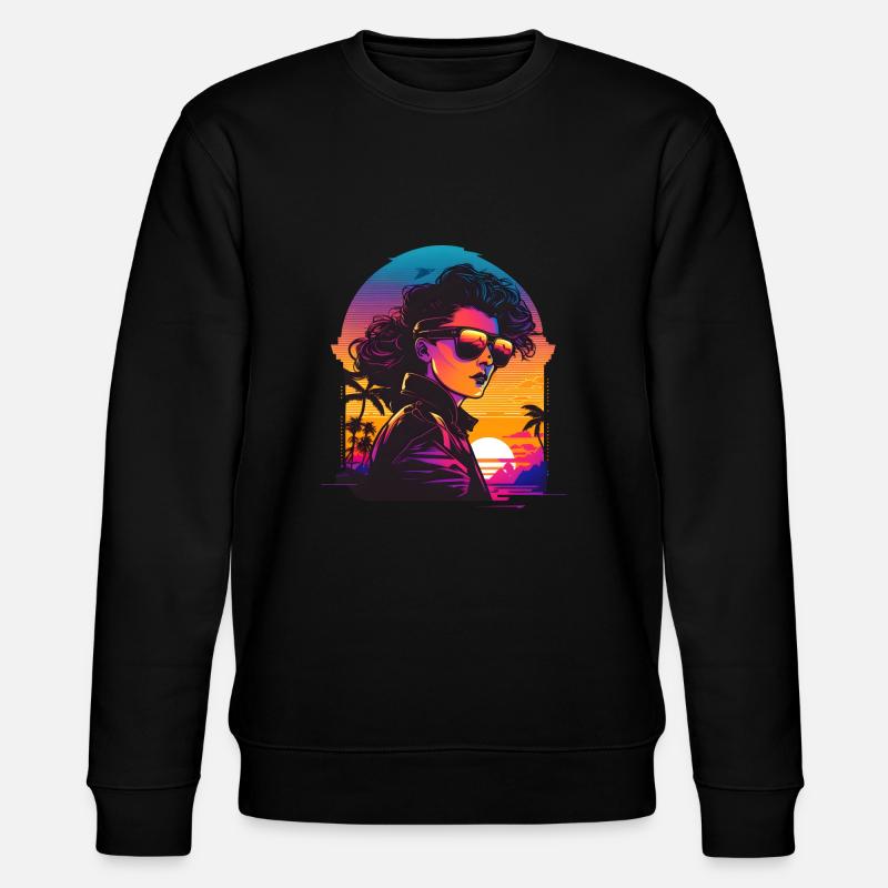 Synthwave woman Sunset - Stanley/Stella Unisex Bio-Sweatshirt CHANGER  - Schwarz