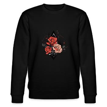 Red Roses - Stanley/Stella CHANGER Unisex Organic Sweatshirt - black - Front - Nik (191cm) & Marisol (170cm)