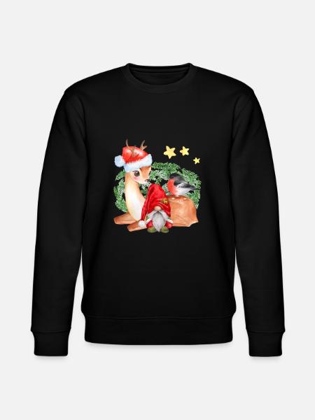 Wichtel Nils mit Rentier Freya - Stanley/Stella Unisex Bio-Sweatshirt CHANGER - Schwarz