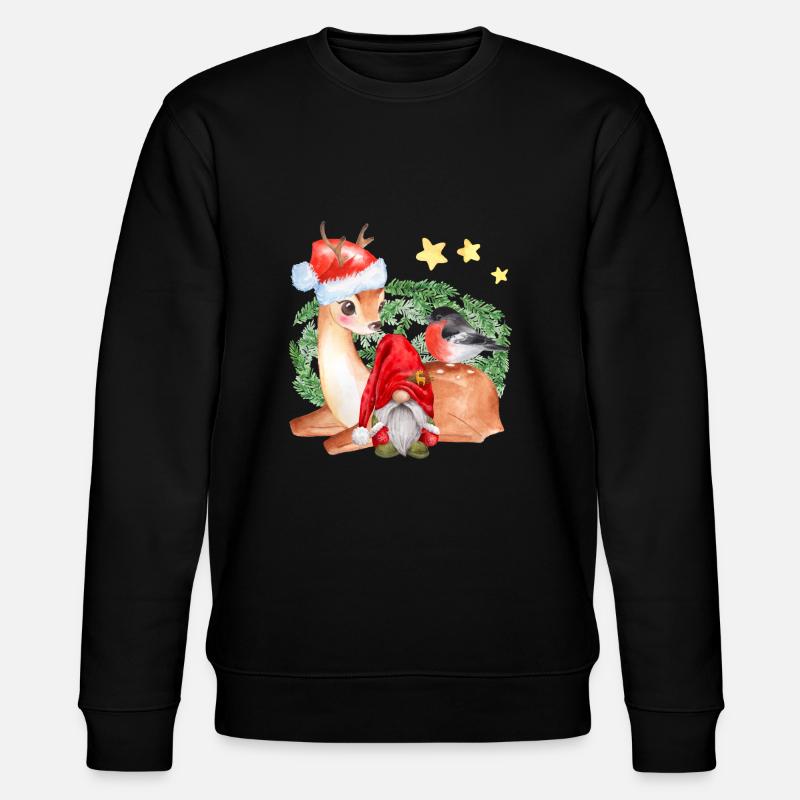 Wichtel Nils mit Rentier Freya - Stanley/Stella Unisex Bio-Sweatshirt CHANGER  - Schwarz
