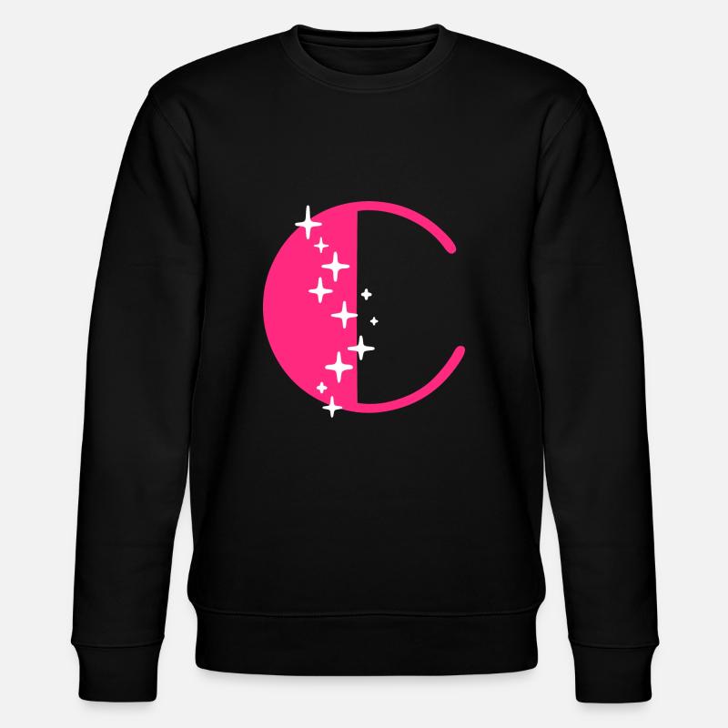 Buchstabe C Glitzer - Stanley/Stella Unisex Bio-Sweatshirt CHANGER  - Schwarz