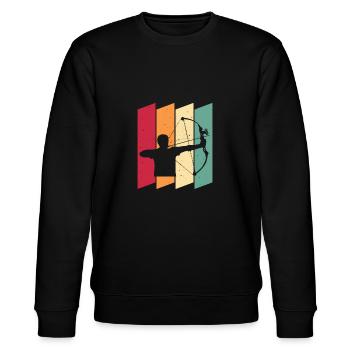 Retro Bogensport Vintage Bogenschießen - Stanley/Stella Unisex Bio-Sweatshirt CHANGER  - Schwarz - Vorne - Nik (191cm) & Marisol (170cm)