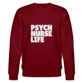 Krankenschwester Psych Nurse Life - Stanley/Stella CHANGER Unisex Organic Sweatshirt - burgundy - Front - Nik (191cm) & Marisol (170cm)
