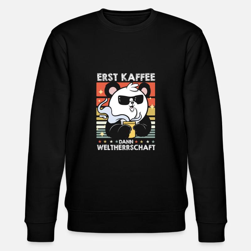 Großer Panda Pandabär Kaffee-Sonnenbrille - Stanley/Stella Unisex Bio-Sweatshirt CHANGER  - Schwarz