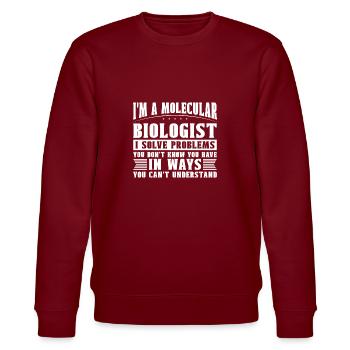 Biologie Biologe Lustig Molekularbiologe - Stanley/Stella Unisex Bio-Sweatshirt CHANGER  - Burgunderrot - Vorne - Nik (191cm) & Marisol (170cm)