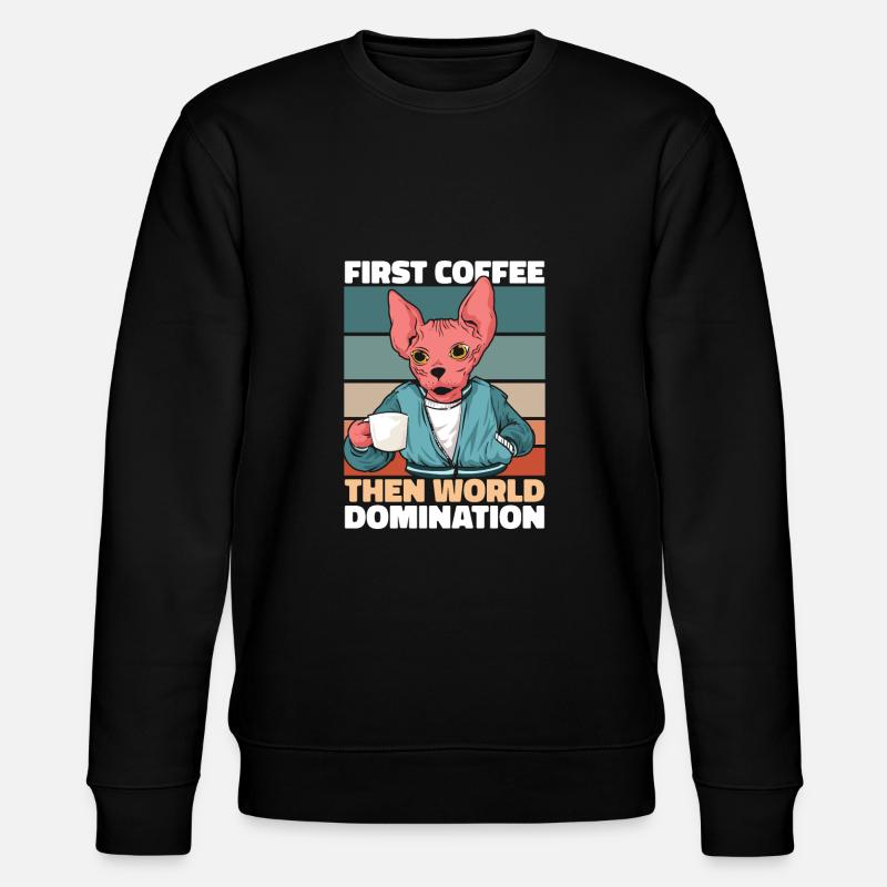 Sphynx Cat Coffee - Stanley/Stella CHANGER Unisex Organic Sweatshirt - black