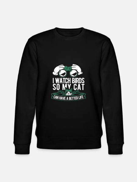 Birdwatcher Cat - Stanley/Stella CHANGER Unisex Organic Sweatshirt - black