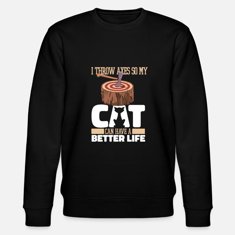 Axe Throwing Axe Thrower Cat - Stanley/Stella CHANGER Unisex Organic Sweatshirt - black