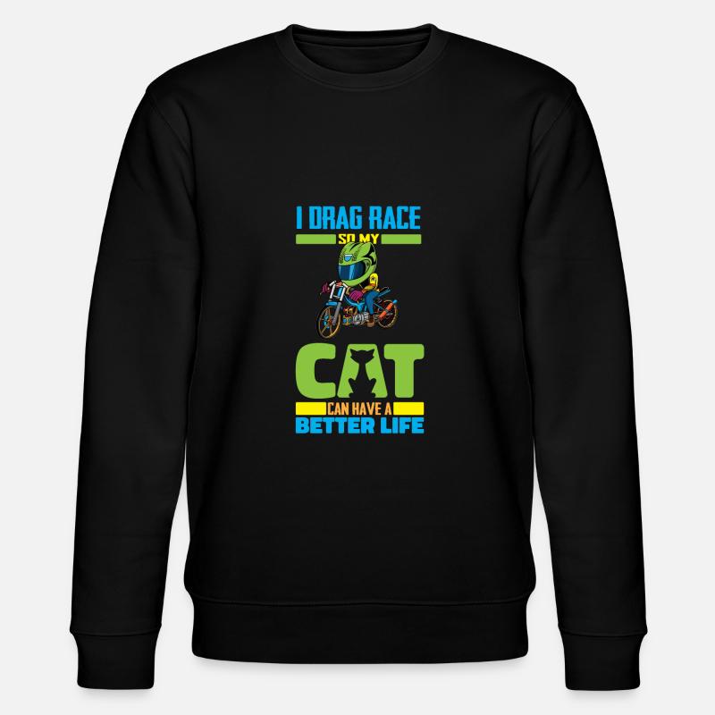 Dragster Drag Race Katze - Stanley/Stella Unisex Bio-Sweatshirt CHANGER  - Schwarz