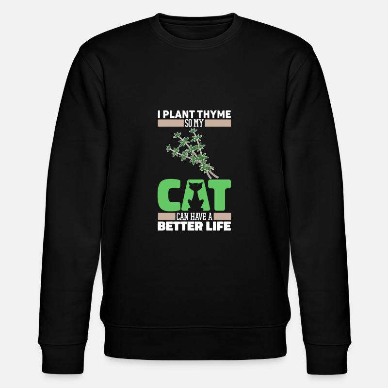 Thyme Herb Cat - Stanley/Stella CHANGER Unisex Organic Sweatshirt - black