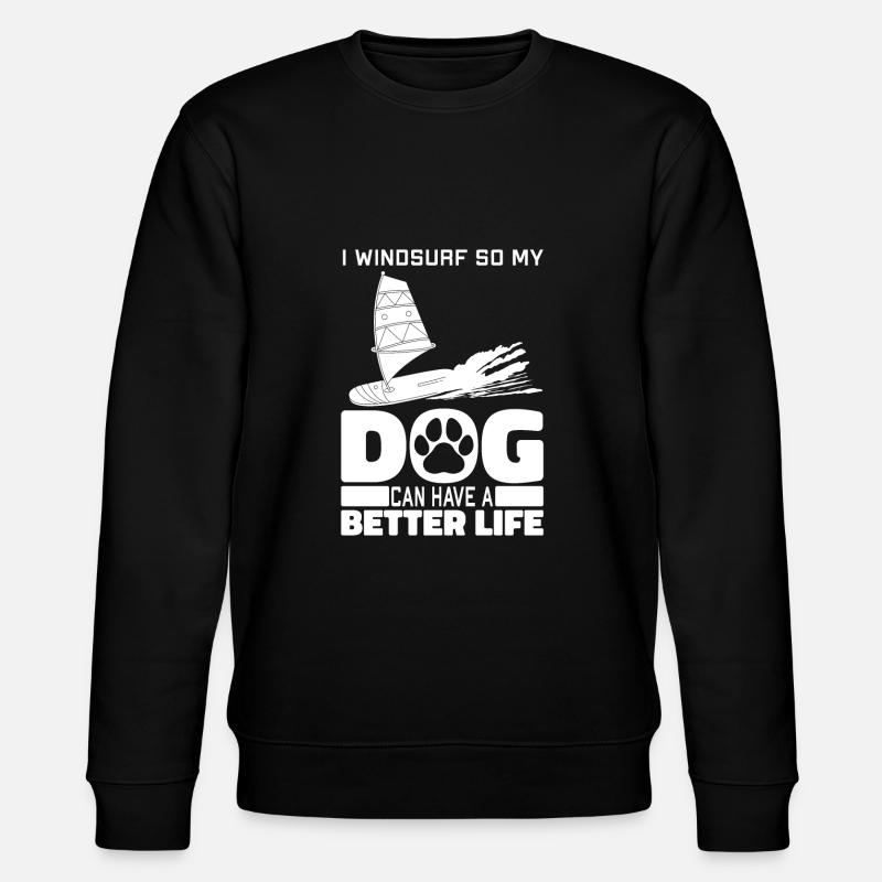Windsurfing Windsurfer Dog - Stanley/Stella CHANGER Unisex Organic Sweatshirt - black