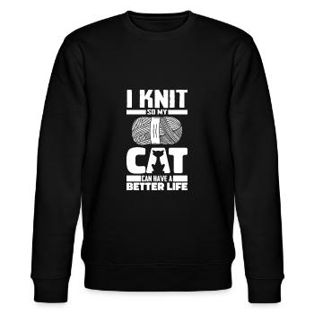 Stricken Katze - Stanley/Stella Unisex Bio-Sweatshirt CHANGER  - Schwarz - Vorne - Nik (191cm) & Marisol (170cm)