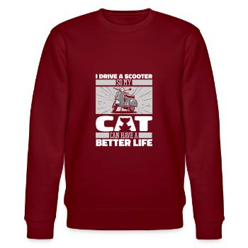 Motorroller Katze - Stanley/Stella Unisex Bio-Sweatshirt CHANGER  - Burgunderrot - Vorne - Nik (191cm) & Marisol (170cm)