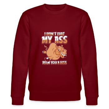 Kamel I Didnt Fart My Butt Blew You A Kiss - Stanley/Stella CHANGER Unisex Organic Sweatshirt - burgundy - Front - Nik (191cm) & Marisol (170cm)