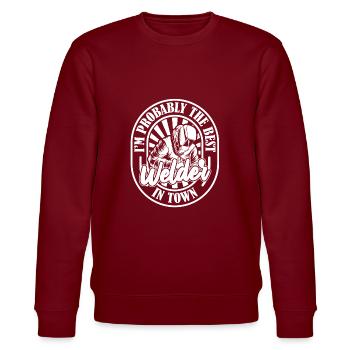 Schweißer Schlosser Am Besten - Stanley/Stella Unisex Bio-Sweatshirt CHANGER  - Burgunderrot - Vorne - Nik (191cm) & Marisol (170cm)