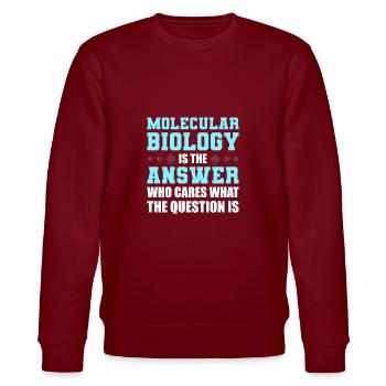 Biologie Biologe Lustig Molekularbiologe - Stanley/Stella Unisex Bio-Sweatshirt CHANGER  - Burgunderrot - Vorne - Nik (191cm) & Marisol (170cm)