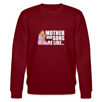 Mom Mutter Sohn - Stanley/Stella Unisex Bio-Sweatshirt CHANGER  - Burgunderrot - Vorne - Nik (191cm) & Marisol (170cm)