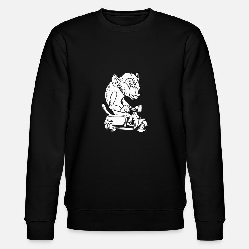 Motorroller Affe - Stanley/Stella Unisex Bio-Sweatshirt CHANGER  - Schwarz