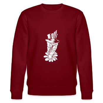 Thanksgiving Hut - Stanley/Stella Unisex Bio-Sweatshirt CHANGER  - Burgunderrot - Vorne - Nik (191cm) & Marisol (170cm)