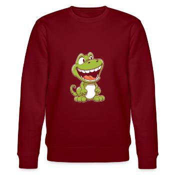 Dinosaurier Lächelnd - Stanley/Stella Unisex Bio-Sweatshirt CHANGER  - Burgunderrot - Vorne - Nik (191cm) & Marisol (170cm)