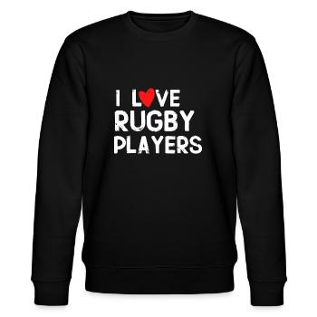 J'adore les Joueurs de Rugby Cadeau - Sweat bio CHANGER Stanley/Stella Unisexe - noir - Devant - Nik (191cm) & Marisol (170cm)