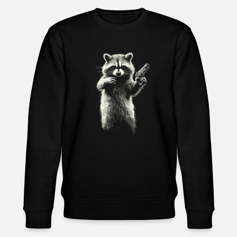 Waschbär mit Pistole - Stanley/Stella Unisex Bio-Sweatshirt CHANGER  - Schwarz