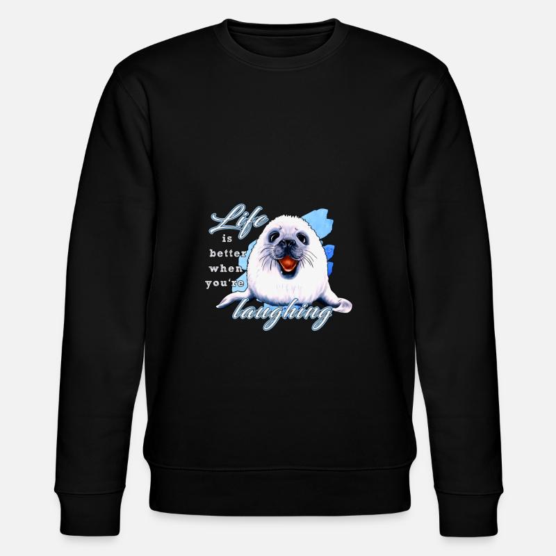 Lachende Robbe | Yolo-Artwork - Stanley/Stella Unisex Bio-Sweatshirt CHANGER  - Schwarz