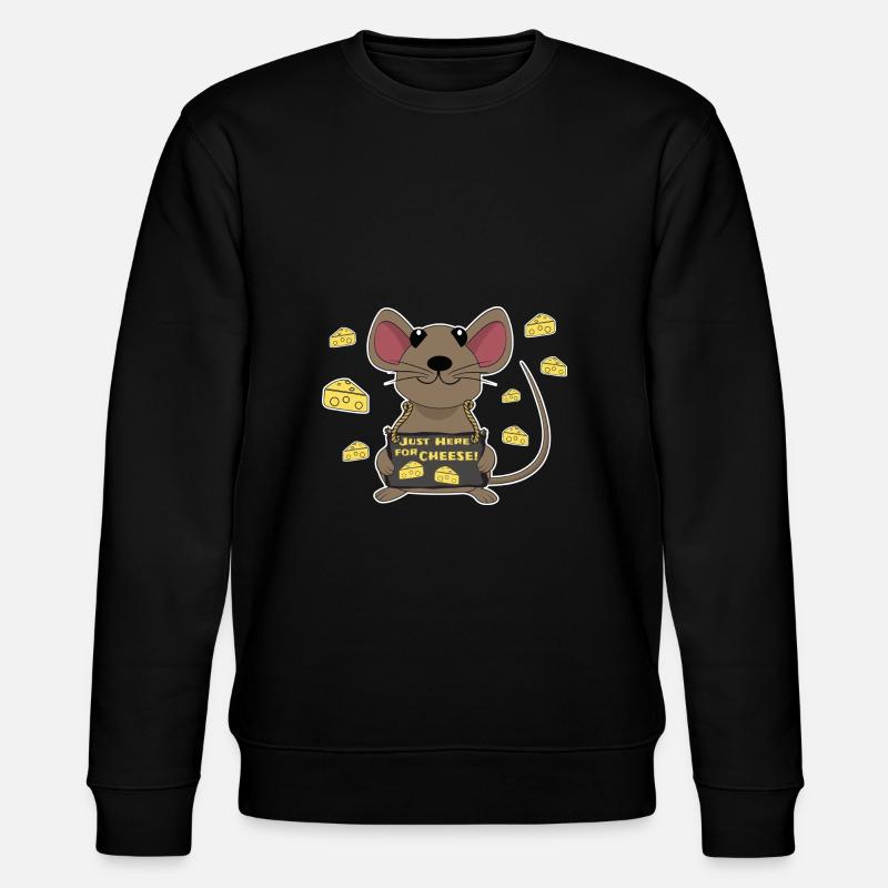Funny mouse with cheese - Stanley/Stella CHANGER Unisex Organic Sweatshirt - black