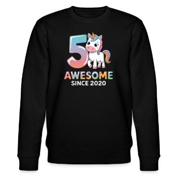 5. Geburtstag - Awesome Since 2020 - Stanley/Stella Unisex Bio-Sweatshirt CHANGER  - Schwarz - Vorne - Nik (191cm) & Marisol (170cm)