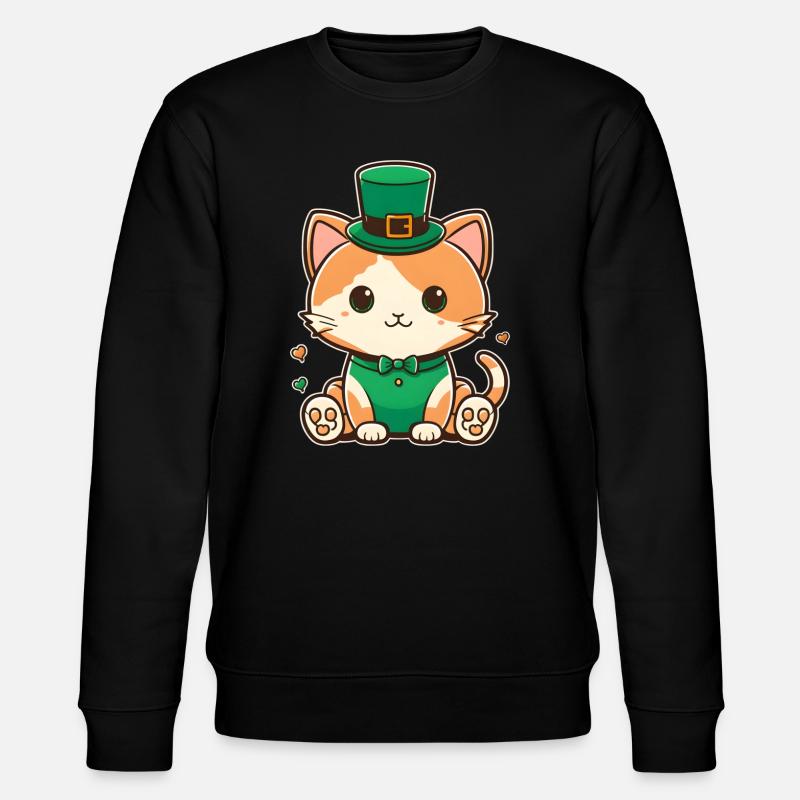 Chaton leprechaun en vert - Sweat bio CHANGER Stanley/Stella Unisexe - noir