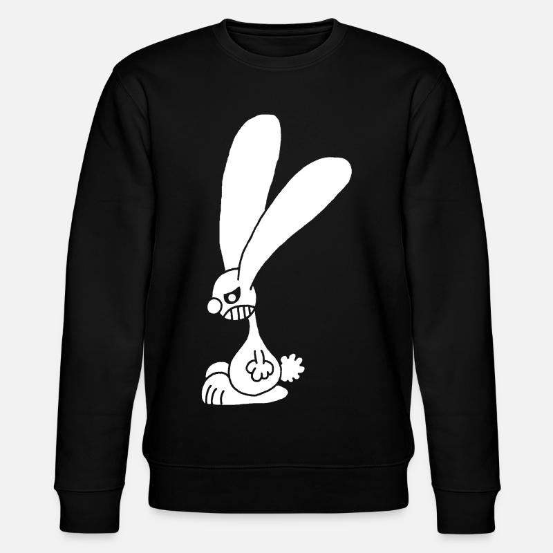 Grumpy White Rabbit - Stanley/Stella CHANGER Unisex Organic Sweatshirt - black
