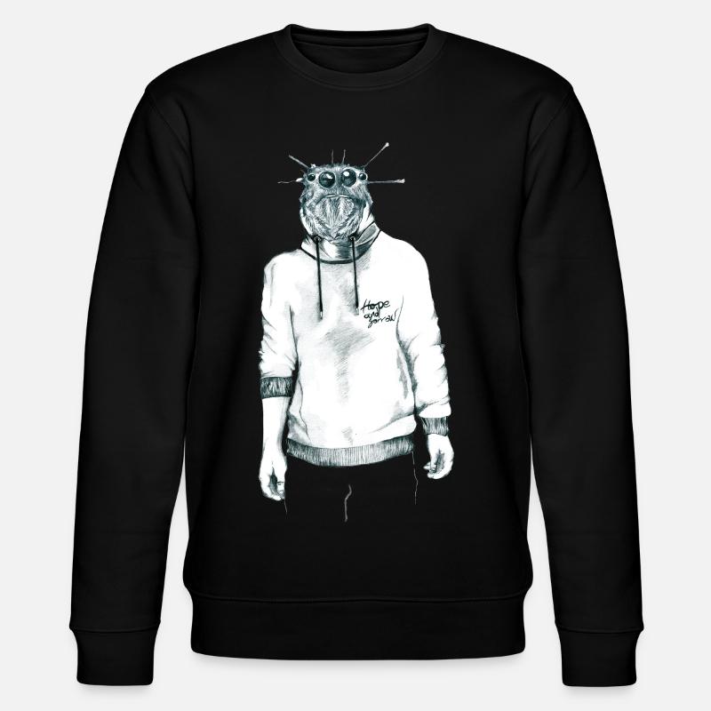 Mensch mit Spinnenkopf im Kapuzenpullover - Stanley/Stella Unisex Bio-Sweatshirt CHANGER  - Schwarz