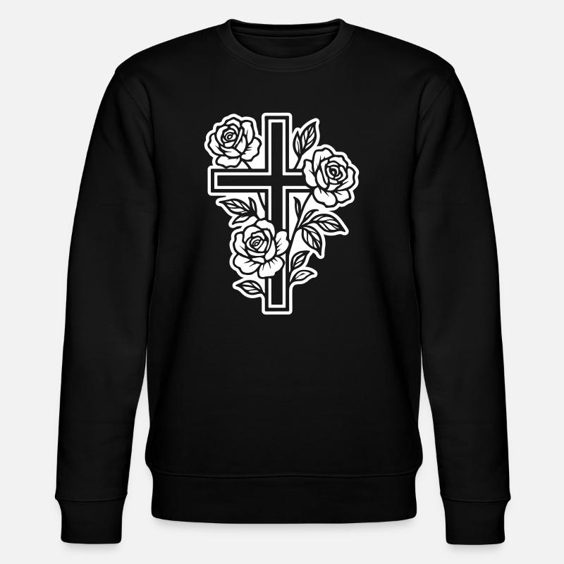 Kreuz Symbol Blumen - Stanley/Stella Unisex Bio-Sweatshirt CHANGER  - Schwarz
