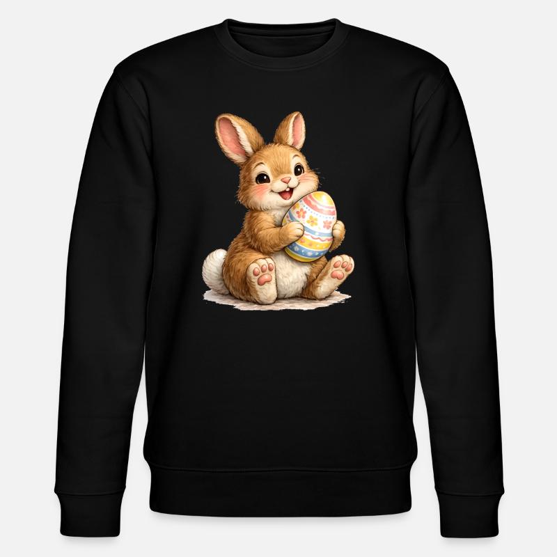 Häschen mit Osterei Illustration - Stanley/Stella Unisex Bio-Sweatshirt CHANGER  - Schwarz