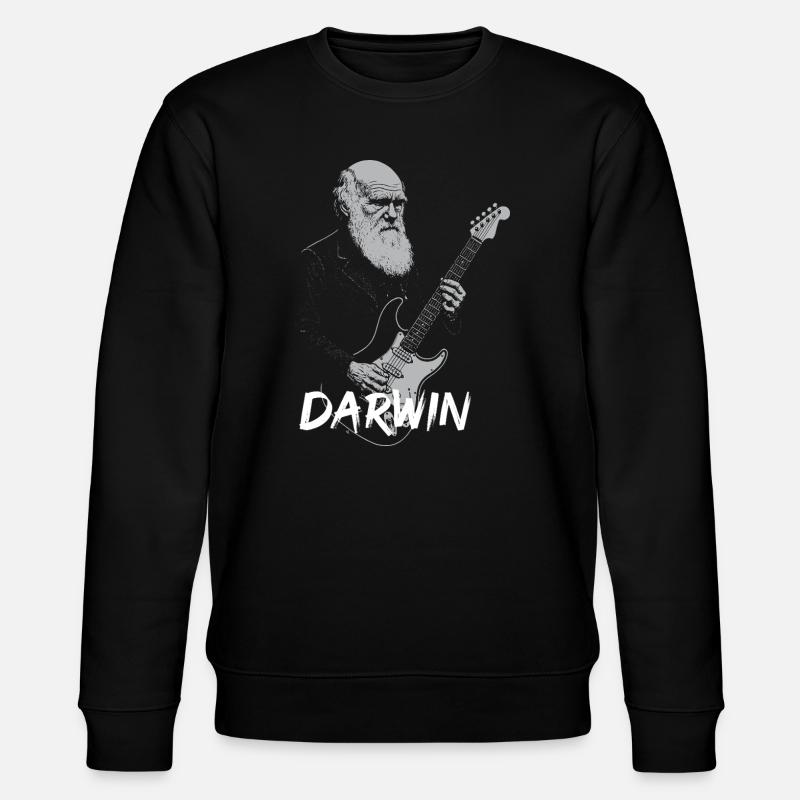 Darwin Playing Guitar Evolution - Stanley/Stella CHANGER Unisex Organic Sweatshirt - black