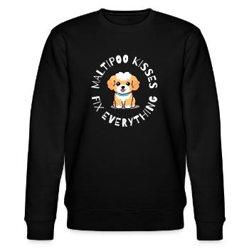 Maltipoo Kisses Design - Adorable chien moelleux - Sweat bio CHANGER Stanley/Stella Unisexe - noir - Devant - Nik (191cm) & Marisol (170cm)