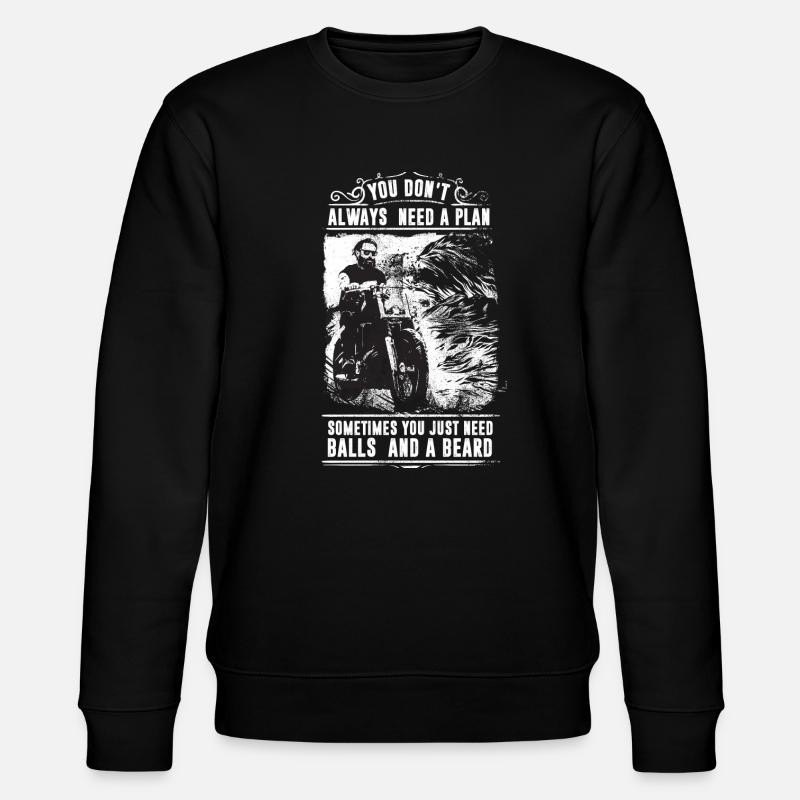 Cooles Biker Motorradfahrer Bart und Eier Geschenk - Stanley/Stella Unisex Bio-Sweatshirt CHANGER  - Schwarz