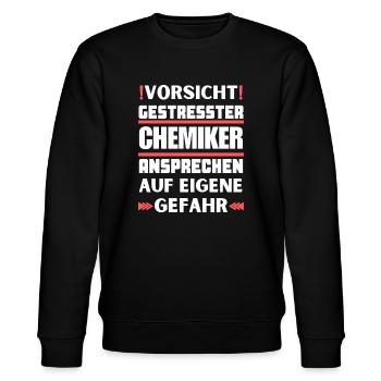 Don't talk to a stressed chemist! - Stanley/Stella CHANGER Unisex Organic Sweatshirt - black - Front - Nik (191cm) & Marisol (170cm)