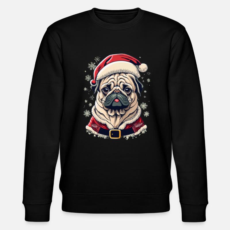 Mops Weihnachtsmann - Stanley/Stella Unisex Bio-Sweatshirt CHANGER  - Schwarz