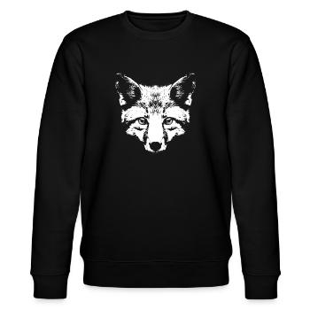 Fuchs in Weiß / Kopf / Portrait - Stanley/Stella Unisex Bio-Sweatshirt CHANGER  - Schwarz - Vorne - Nik (191cm) & Marisol (170cm)