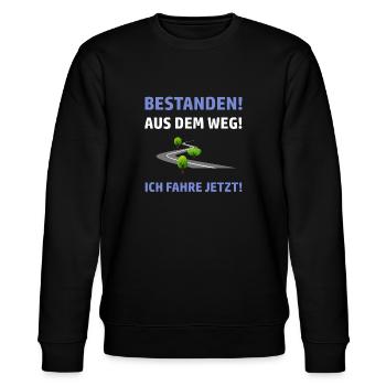 Führerschein Bestanden Führerscheinprüfung Fahren - Stanley/Stella Unisex Bio-Sweatshirt CHANGER  - Schwarz - Vorne - Nik (191cm) & Marisol (170cm)