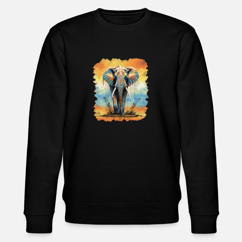 Elefant - Stanley/Stella Unisex Bio-Sweatshirt CHANGER  - Schwarz