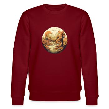 Herbstliche Landschaft - Stanley/Stella Unisex Bio-Sweatshirt CHANGER  - Burgunderrot - Vorne - Nik (191cm) & Marisol (170cm)