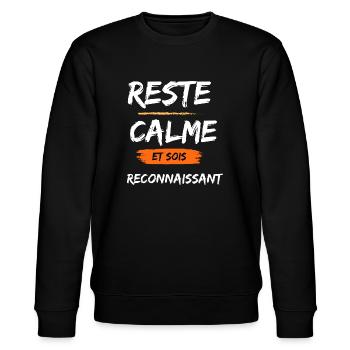 RESTE CALME ET SOIS RECONNAISSANT - Sweat bio CHANGER Stanley/Stella Unisexe - noir - Devant - Nik (191cm) & Marisol (170cm)