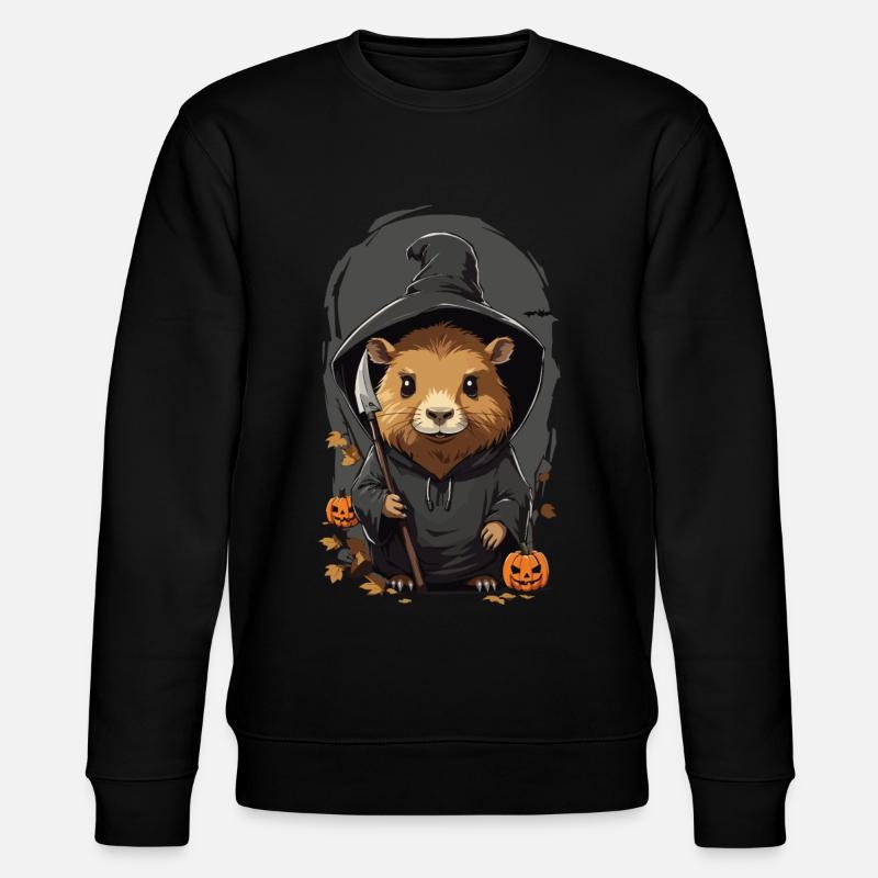 Magic Hamster Halloween Cartoon Design - Stanley/Stella CHANGER Unisex Organic Sweatshirt - black