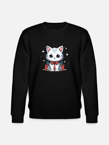 Cat Christmas Design - Kawaii Style - Stanley/Stella CHANGER Unisex Organic Sweatshirt - black