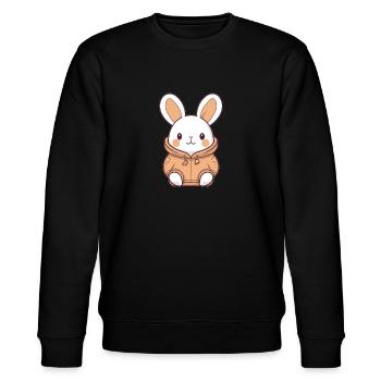 Hase - Kawaii Style - Stanley/Stella Unisex Bio-Sweatshirt CHANGER  - Schwarz - Vorne - Nik (191cm) & Marisol (170cm)